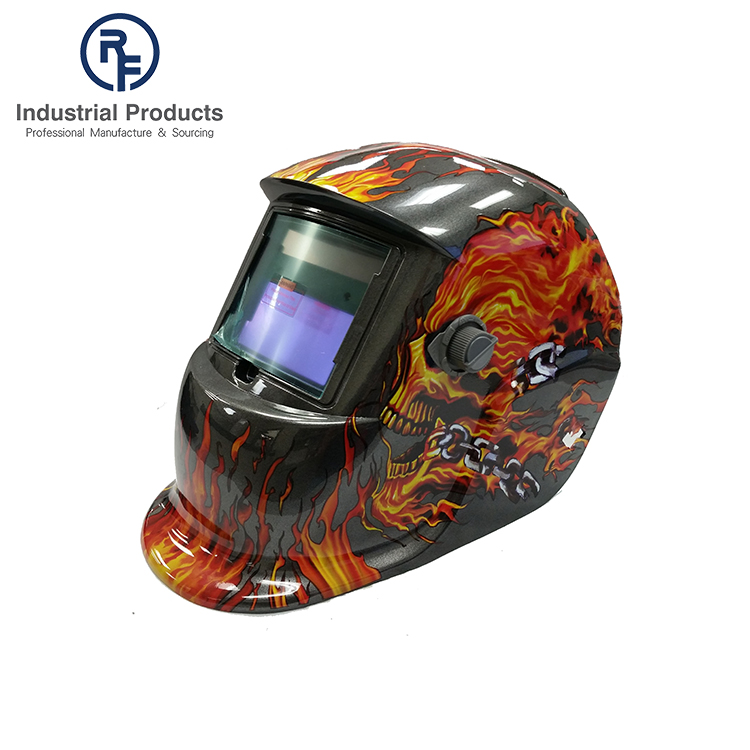 Solar Supply Welding Helmet with Skull And Falmes Painting